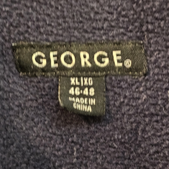 George Mens XL Olive Green Windbreaker Jacket Zipper Pockets Blue Fleece Inside - Picture 3 of 9